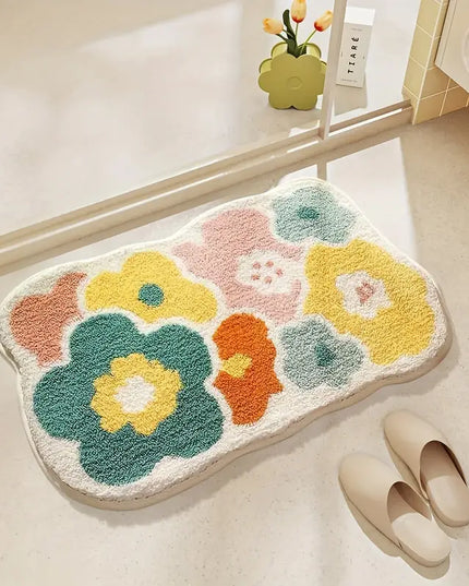 Miękka mata łazienkowa w kolorowe kwiaty