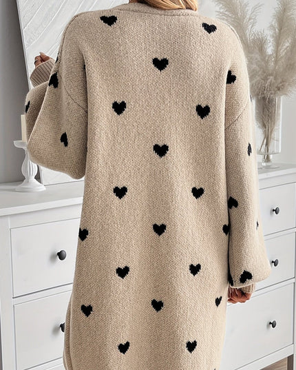 Damski sweter typu kardigan w serduszka