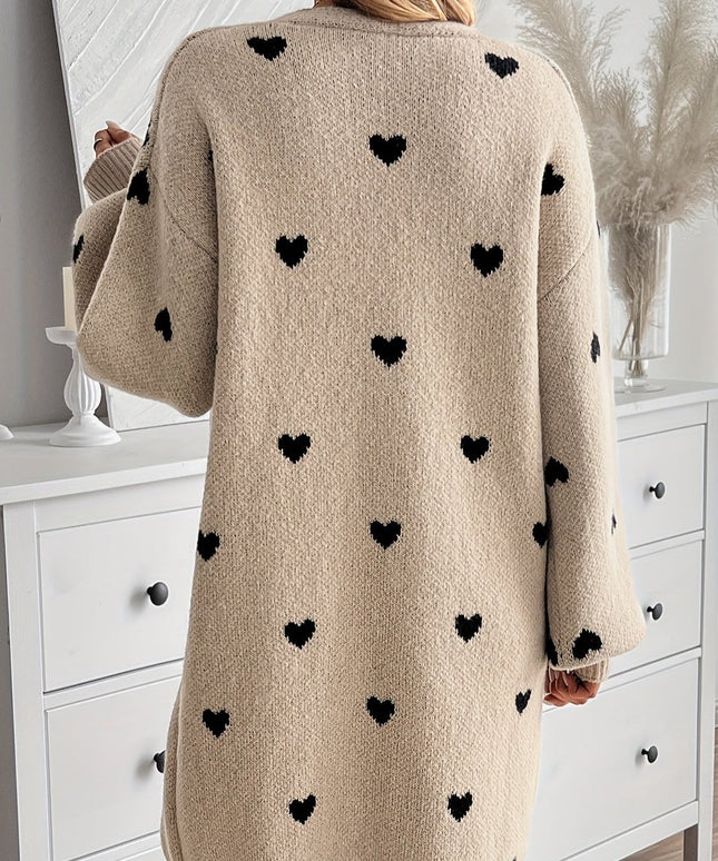 Damski sweter typu kardigan w serduszka