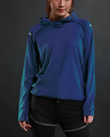 Sportowa bluza damska z cienkiego materiału z kapturem