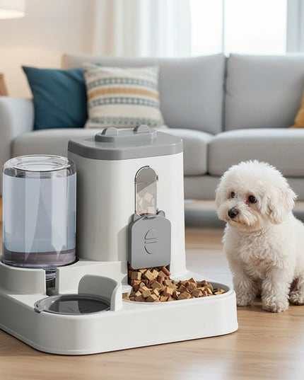 Automatyczny podajnik karmy dla psa z fontanną do wody