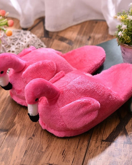 Klapki domowe wsuwane z motywem flaminga