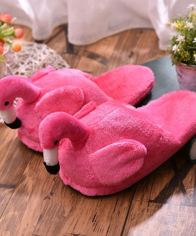 Klapki domowe wsuwane z motywem flaminga