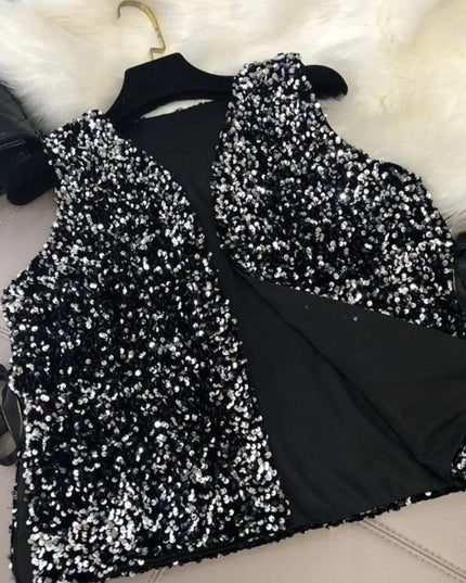 Kamizelka damska elegancka ozdobiona cekinami