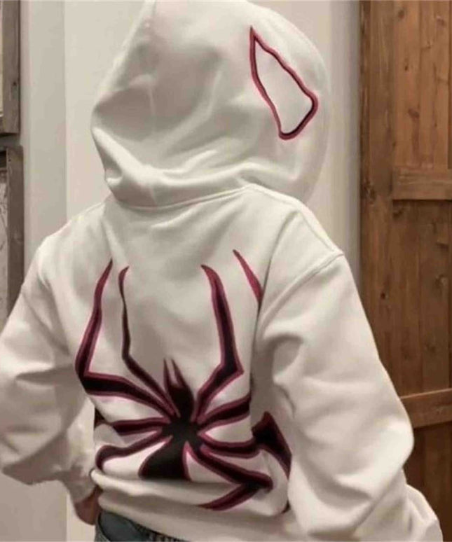 Damska bluza z kapturem i nadrukiem pająka