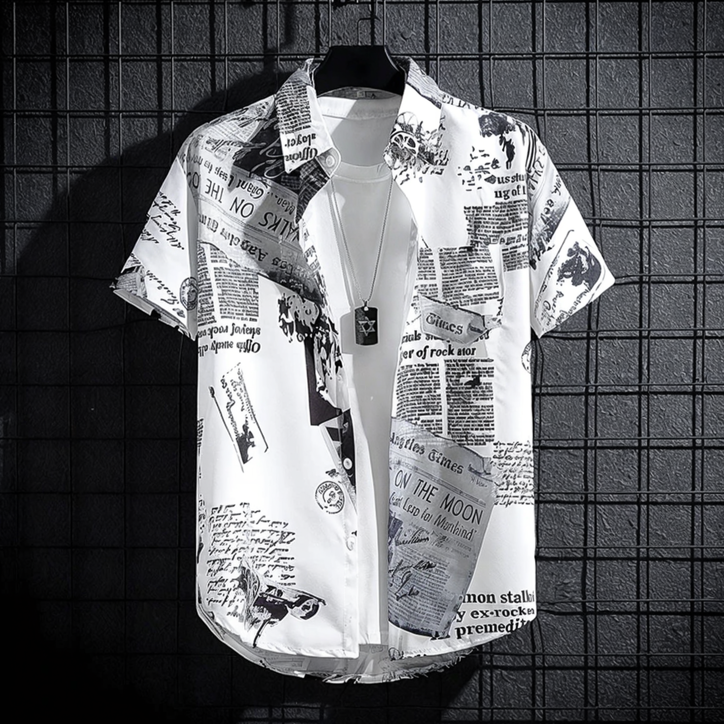 Męska koszula z krótkim rękawem we wzory