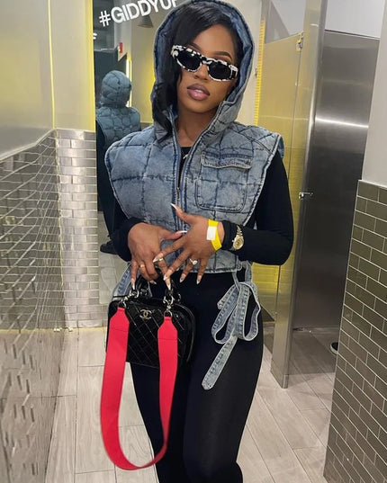 Kamizelka damska krótka z ozdobnym wiązaniem