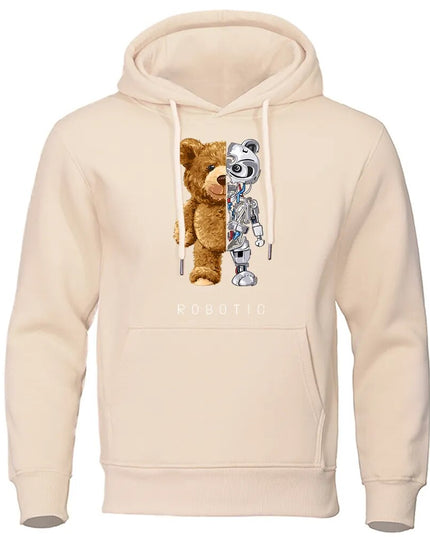 Jednokolorowa bluza męska z kapturem i ciekawym nadrukiem