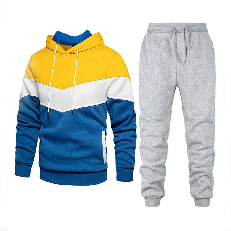 Sportowy komplet męski dresowy - bluza z kapturem i spodnie