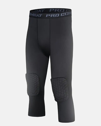 Sportowe legginsy męskie o długości 3/4 z ochraniaczami na kolana
