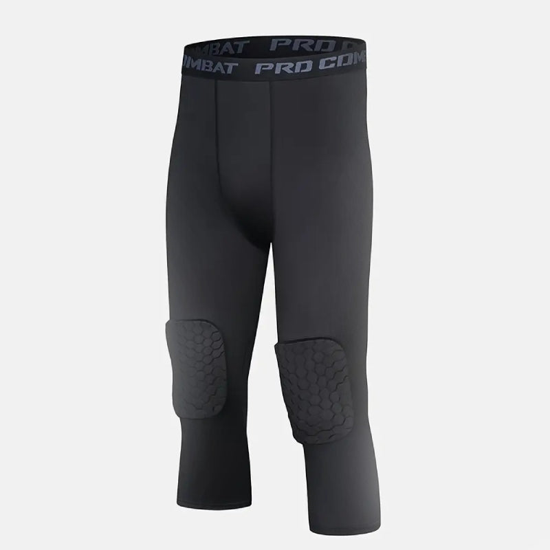 Sportowe legginsy męskie o długości 3/4 z ochraniaczami na kolana