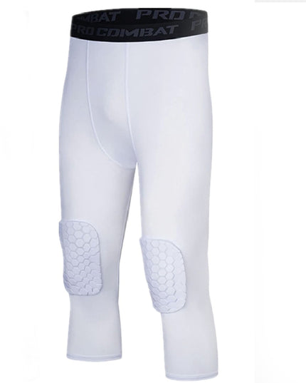 Sportowe legginsy męskie o długości 3/4 z ochraniaczami na kolana