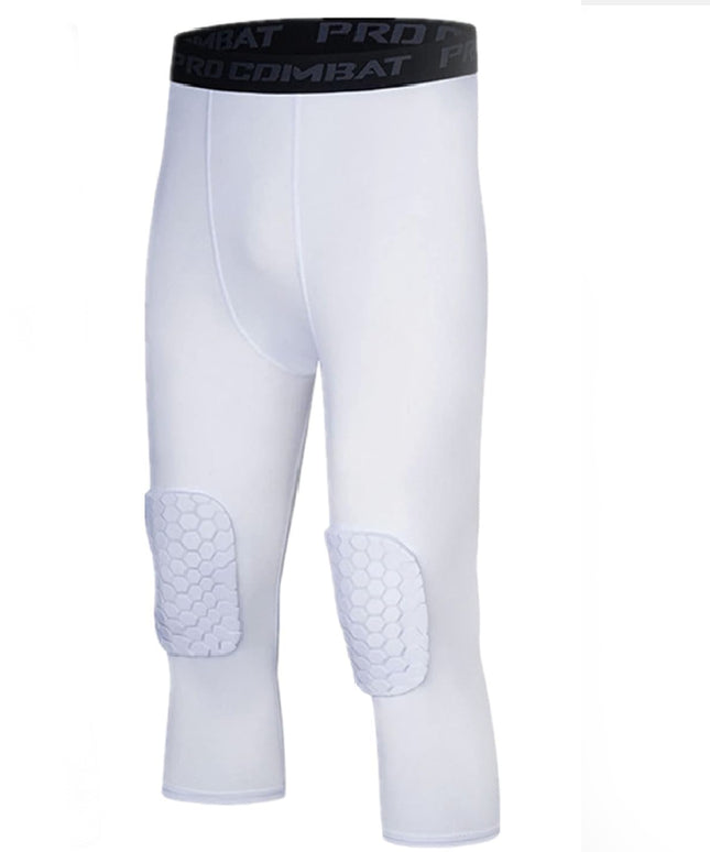 Sportowe legginsy męskie o długości 3/4 z ochraniaczami na kolana
