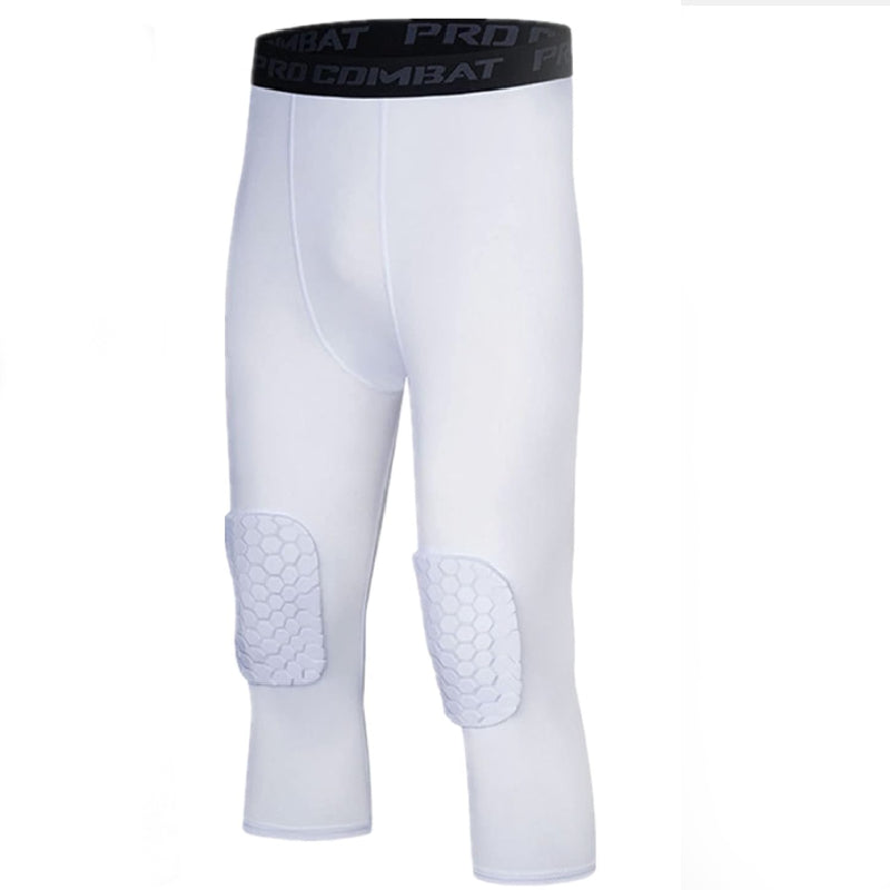 Sportowe legginsy męskie o długości 3/4 z ochraniaczami na kolana