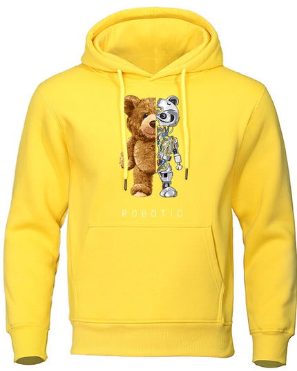 Jednokolorowa bluza męska z kapturem i ciekawym nadrukiem