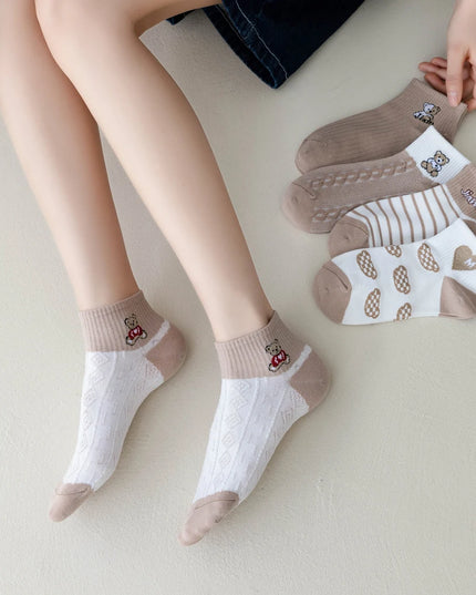 Skarpetki damskie krótkie z motywem 5 par