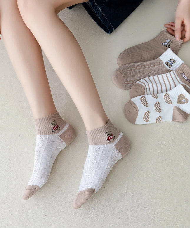 Skarpetki damskie krótkie z motywem 5 par