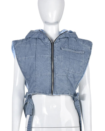 Kamizelka damska krótka z ozdobnym wiązaniem