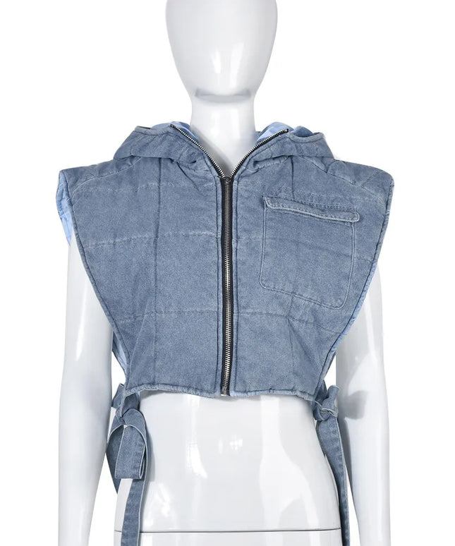 Kamizelka damska krótka z ozdobnym wiązaniem