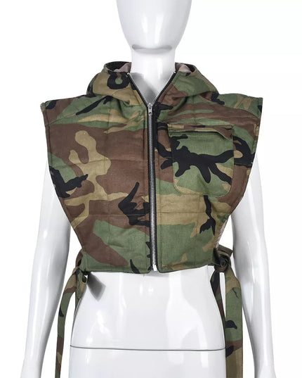 Kamizelka damska krótka z ozdobnym wiązaniem