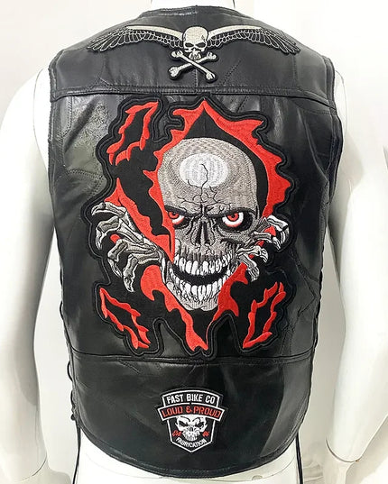 Kamizelka męska skórzana ze wzorem na plecach