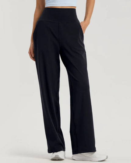 Sportowe legginsy damskie z luźną nogawką i wysokim stanem