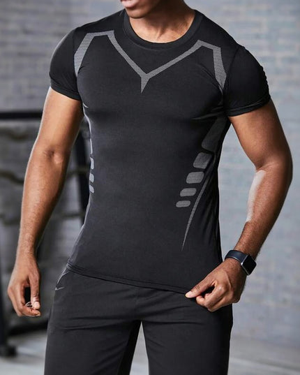 Sportowy komplet męski z nadrukiem - koszulka i spodenki