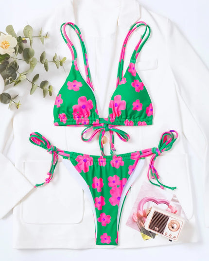 Dwuczęściowy strój kąpielowy mikrobikini z podwójnymi sznurkami