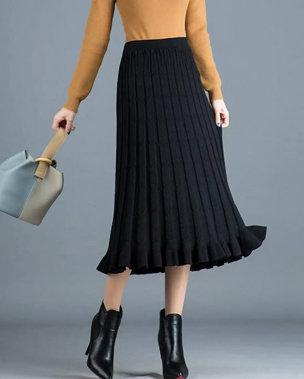 Spódnica midi plisowana z dzianiny