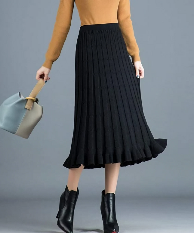 Spódnica midi plisowana z dzianiny