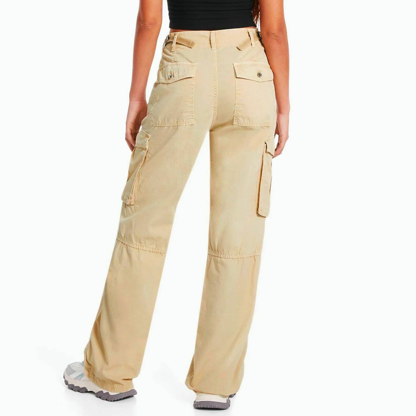 Damskie spodnie cargo z regulowanym pasem