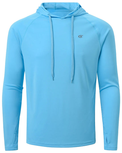 Sportowa koszulka męska z kapturem i długim rękawem - chroniąca przed promieniowaniem UV