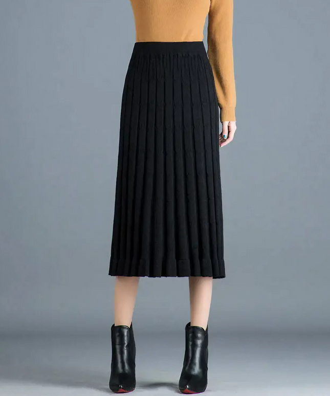 Spódnica midi plisowana z dzianiny