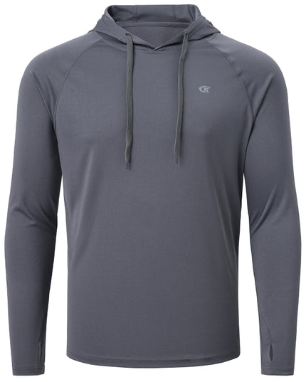 Sportowa koszulka męska z kapturem i długim rękawem - chroniąca przed promieniowaniem UV