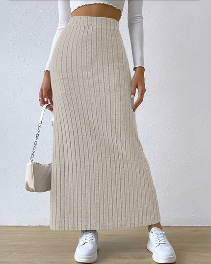 Spódnica maxi dopasowana z prążkowanego materiału