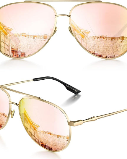 Okulary przeciwsłoneczne aviator - złota oprawa