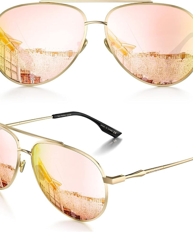 Okulary przeciwsłoneczne aviator - złota oprawa