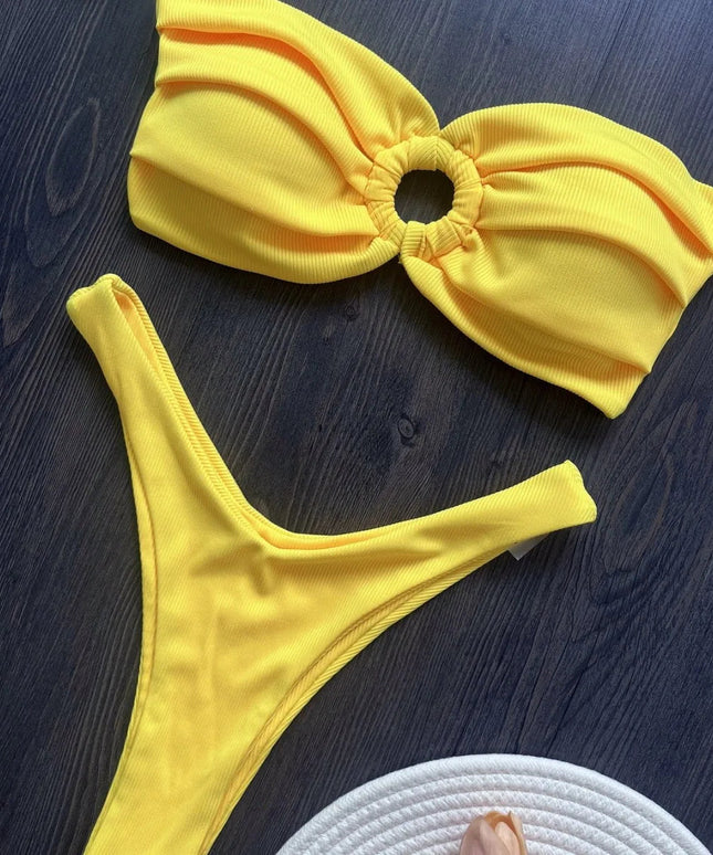 Damskie bikini bandeau - żółte