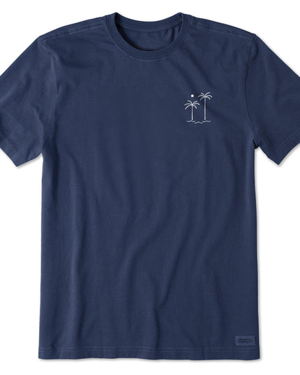 Męski t-shirt z nadrukiem palm - granatowy