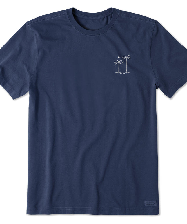 Męski t-shirt z nadrukiem palm - granatowy