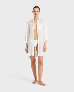 Damskie kimono plażowe ażurowe - białe