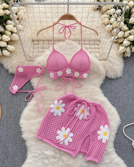 Damskie bikini szydełkowe - różowe