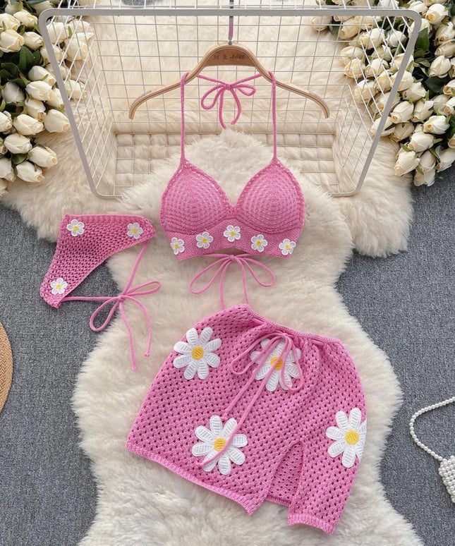 Damskie bikini szydełkowe - różowe
