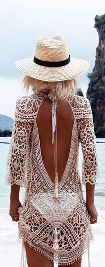 Damska Tunika Plażowa Boho – Ażurowa Narzutka na Kostium