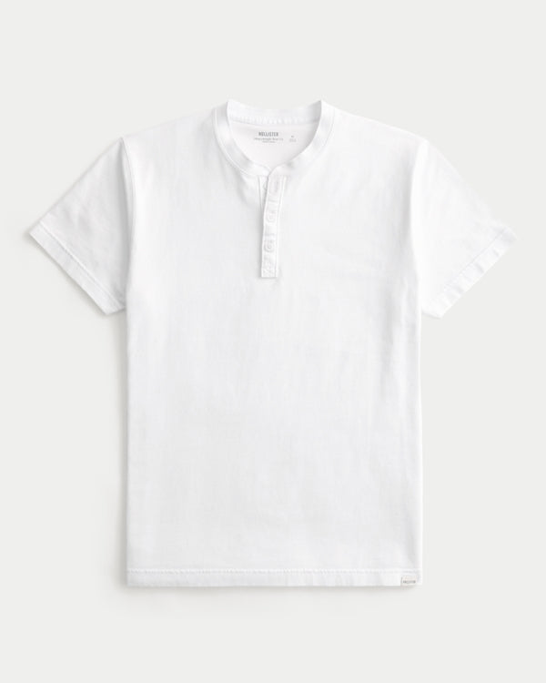 Męski henley bawełniany - biały