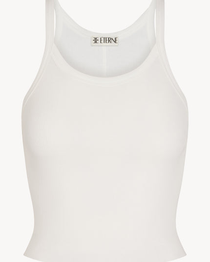 Damski crop top - biały prążkowany