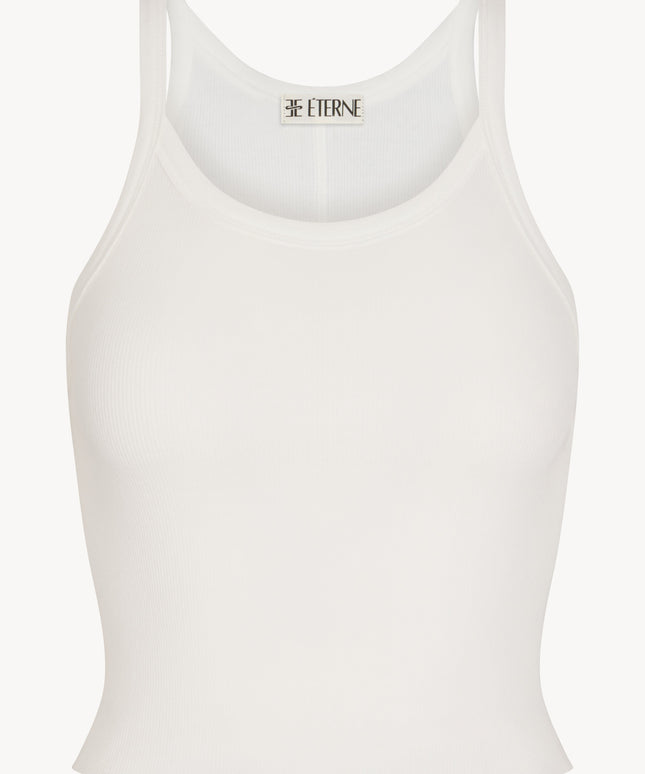 Damski crop top - biały prążkowany