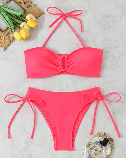 Bandeau bikini modelujące brzuch z wysokim stanem