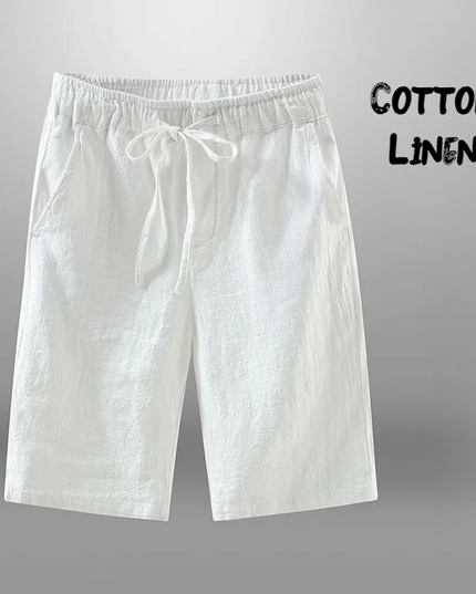 Męskie Szorty Lniane Casual - Przewiewne Spodenki Plażowe