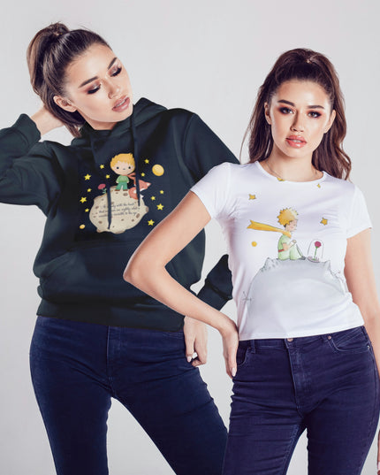 Promocyjny Zestaw Damski z Motywem Małego Księcia 🌟 - Bluza i T-shirt w Super Cenie!